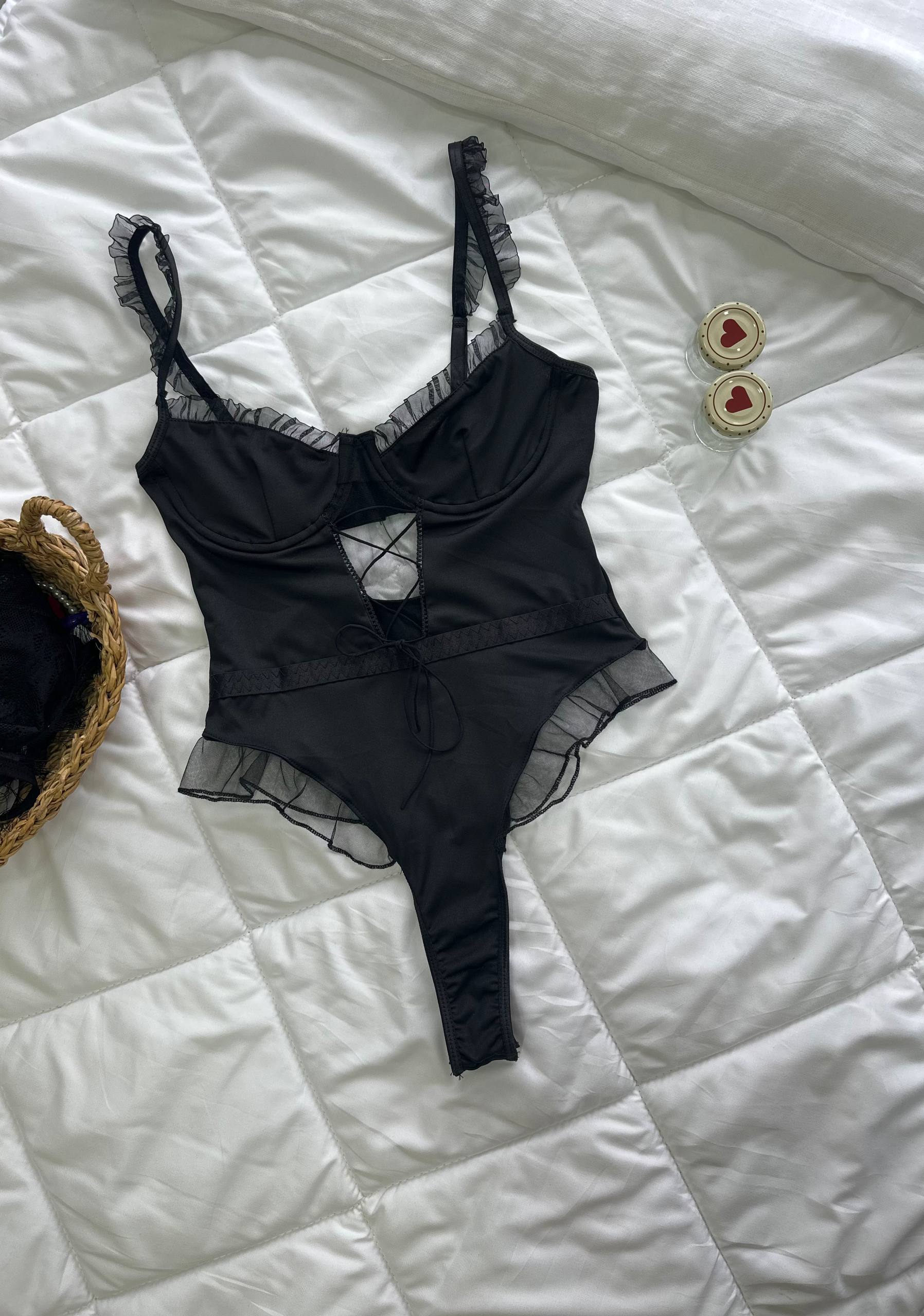 LiviaMiss Siyah Transparan Detaylı Body – Lüks İç Giyim